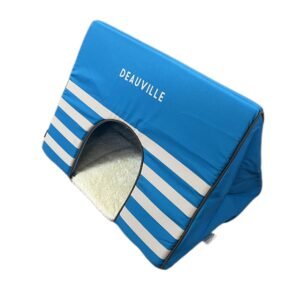 Bobby Deauville Plush Blue and White Striped Cat Bed